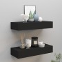 Wall shelves with drawer 2 units MDF black 60x23.5x10 cm by vidaXL, Shelves and shelves - Ref: Foro24-330258, Price: 88,95 €,...