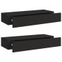 Wall shelves with drawer 2 units MDF black 60x23.5x10 cm by vidaXL, Shelves and shelves - Ref: Foro24-330258, Price: 88,95 €,...