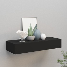 Estante con cajón de pared MDF negro 60x23,5x10 cm de vidaXL, Estantes y estanterías - Ref: Foro24-330257, Precio: 51,32 €, D...