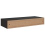 Black MDF wall shelf with drawer 60x23.5x10 cm by vidaXL, Shelves and shelves - Ref: Foro24-330257, Price: 53,51 €, Discount: %