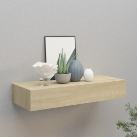 Oak MDF wall shelf with drawer 60x23.5x10 cm by vidaXL, Shelves and shelves - Ref: Foro24-330261, Price: 63,86 €, Discount: %