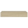 Oak MDF wall shelf with drawer 60x23.5x10 cm by vidaXL, Shelves and shelves - Ref: Foro24-330261, Price: 68,26 €, Discount: %