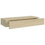 Oak MDF wall shelf with drawer 60x23.5x10 cm by vidaXL, Shelves and shelves - Ref: Foro24-330261, Price: 68,26 €, Discount: %