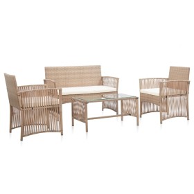 4-teiliges Gartenmöbel-Set und beige synthetische Rattankissen von vidaXL, Gartensets - Ref: Foro24-46436, Preis: 277,62 €, R...