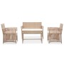 Set muebles de jardín 4 piezas y cojines ratán sintético beige de vidaXL, Conjuntos de jardín - Ref: Foro24-46436, Precio: 27...