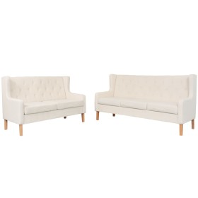 Conjunto de sofás 2 piezas tela blanco crema de vidaXL, Sofás - Ref: Foro24-274930, Precio: 850,35 €, Descuento: %