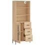 Aparador alto madera contrachapada color roble 69,5x34x180 cm de vidaXL, Aparadores - Ref: Foro24-3189520, Precio: 168,24 €, ...