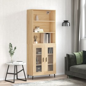 Tall plywood oak-colored highboard 69.5x34x180 cm by vidaXL, Sideboards - Ref: Foro24-3189336, Price: 143,34 €, Discount: %