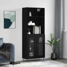 Aparador alto madera contrachapada negro 69,5x34x180 cm de vidaXL, Aparadores - Ref: Foro24-3189310, Precio: 146,28 €, Descue...