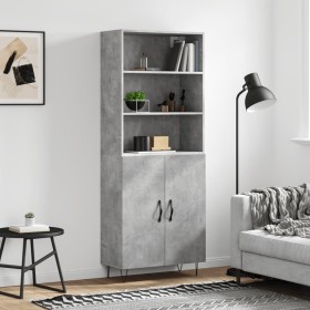 Concrete gray plywood tall sideboard 69.5x34x180 cm by vidaXL, Sideboards - Ref: Foro24-3189249, Price: 126,99 €, Discount: %