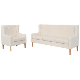 2-teilige Sofagarnitur aus cremeweißem Stoff von vidaXL, Sofas - Ref: Foro24-274929, Preis: 702,96 €, Rabatt: %