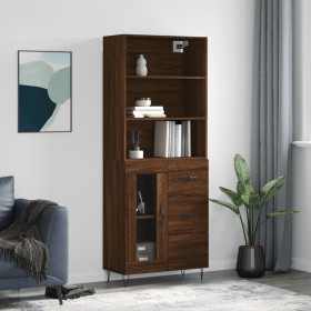 Tall oak brown plywood sideboard 69.5x34x180 cm by vidaXL, Sideboards - Ref: Foro24-3189508, Price: 151,99 €, Discount: %