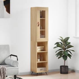 Aparador de madera contrachapada roble Sonoma 34,5x34x180 cm de vidaXL, Aparadores - Ref: Foro24-3199340, Precio: 88,66 €, De...