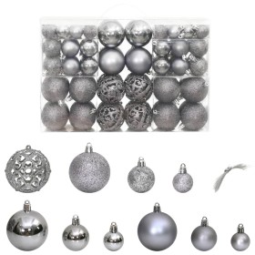 Christmas balls 100 units gray 3 / 4 / 6 cm by vidaXL, Festive decorations - Ref: Foro24-356100, Price: 24,21 €, Discount: %