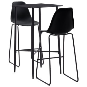 High table and stools set 3 pieces black plastic by vidaXL, Furniture sets for kitchens and dining rooms - Ref: Foro24-279921...