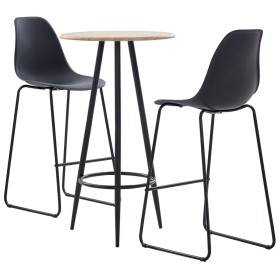 High table and stools set 3 pieces black plastic by vidaXL, Furniture sets for kitchens and dining rooms - Ref: Foro24-279806...