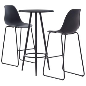 High table and stools set 3 pieces black plastic by vidaXL, Furniture sets for kitchens and dining rooms - Ref: Foro24-279714...