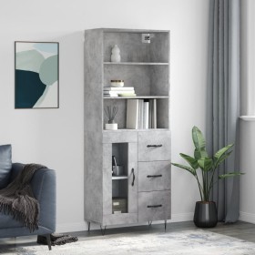 Concrete gray plywood tall sideboard 69.5x34x180 cm by vidaXL, Sideboards - Ref: Foro24-3189505, Price: 145,99 €, Discount: %