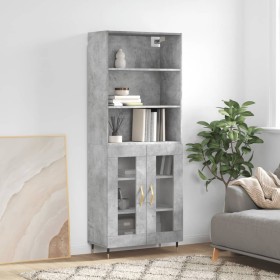 Concrete gray plywood tall sideboard 69.5x34x180 cm by vidaXL, Sideboards - Ref: Foro24-3189297, Price: 138,99 €, Discount: %