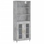 Aparador alto madera contrachapada gris hormigón 69,5x34x180 cm de vidaXL, Aparadores - Ref: Foro24-3189297, Precio: 140,72 €...