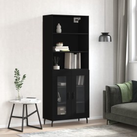 Aparador alto madera contrachapada negro 69,5x34x180 cm de vidaXL, Aparadores - Ref: Foro24-3189334, Precio: 153,99 €, Descue...