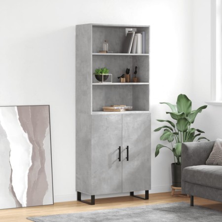 Aparador alto madera contrachapada gris hormigón 69,5x34x180 cm de vidaXL, Aparadores - Ref: Foro24-3189281, Precio: 153,07 €...