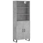 Aparador alto madera contrachapada gris hormigón 69,5x34x180 cm de vidaXL, Aparadores - Ref: Foro24-3189281, Precio: 153,07 €...