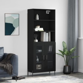 Tall black plywood sideboard 69.5x34x180 cm by vidaXL, Sideboards - Ref: Foro24-3189326, Price: 157,11 €, Discount: %