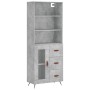 Aparador alto madera contrachapada gris hormigón 69,5x34x180 cm de vidaXL, Aparadores - Ref: Foro24-3189481, Precio: 146,99 €...