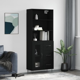 Aparador alto madera contrachapada negro 69,5x34x180 cm de vidaXL, Aparadores - Ref: Foro24-3189502, Precio: 152,99 €, Descue...