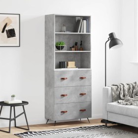 Aparador alto madera contrachapada gris hormigón 69,5x34x180 cm de vidaXL, Aparadores - Ref: Foro24-3189353, Precio: 169,99 €...