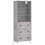 Aparador alto madera contrachapada gris hormigón 69,5x34x180 cm de vidaXL, Aparadores - Ref: Foro24-3189353, Precio: 170,77 €...