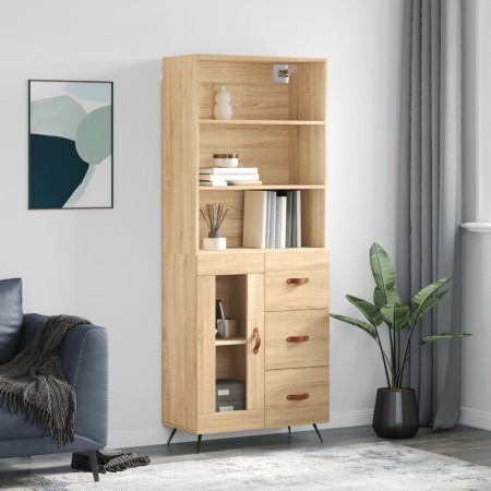 Aparador alto madera contrachapada color roble 69,5x34x180 cm de vidaXL, Aparadores - Ref: Foro24-3189480, Precio: 156,73 €, ...