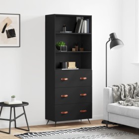 Aparador alto madera contrachapada negro 69,5x34x180 cm de vidaXL, Aparadores - Ref: Foro24-3189350, Precio: 168,99 €, Descue...