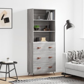 Tall gray Sonoma plywood sideboard 69.5x34x180 cm by vidaXL, Sideboards - Ref: Foro24-3189355, Price: 167,99 €, Discount: %