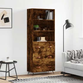 Aparador alto madera contrachapada roble ahumado 69,5x34x180 cm de vidaXL, Aparadores - Ref: Foro24-3189354, Precio: 158,99 €...