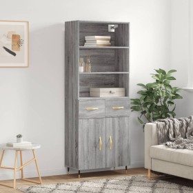 Aparador alto madera contrachapada gris sonoma 69,5x34x180 cm de vidaXL, Aparadores - Ref: Foro24-3200503, Precio: 136,80 €, ...