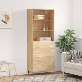 Tall plywood oak-colored highboard 69.5x34x180 cm by vidaXL, Sideboards - Ref: Foro24-3189360, Price: 150,89 €, Discount: %