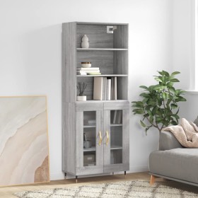 Aparador alto madera contrachapada gris sonoma 69,5x34x180 cm de vidaXL, Aparadores - Ref: Foro24-3189299, Precio: 145,99 €, ...