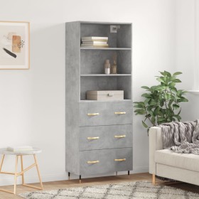 Concrete gray plywood tall sideboard 69.5x34x180 cm by vidaXL, Sideboards - Ref: Foro24-3189361, Price: 145,99 €, Discount: %