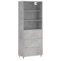 Aparador alto madera contrachapada gris hormigón 69,5x34x180 cm de vidaXL, Aparadores - Ref: Foro24-3189361, Precio: 146,92 €...