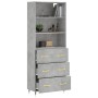 Aparador alto madera contrachapada gris hormigón 69,5x34x180 cm de vidaXL, Aparadores - Ref: Foro24-3189361, Precio: 146,92 €...