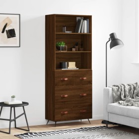 Tall oak brown plywood sideboard 69.5x34x180 cm by vidaXL, Sideboards - Ref: Foro24-3189356, Price: 166,18 €, Discount: %