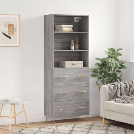 Aparador alto madera contrachapada gris sonoma 69,5x34x180 cm de vidaXL, Aparadores - Ref: Foro24-3189371, Precio: 161,44 €, ...