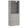 Aparador alto madera contrachapada gris sonoma 69,5x34x180 cm de vidaXL, Aparadores - Ref: Foro24-3189371, Precio: 161,44 €, ...