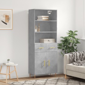 Aparador alto madera contrachapada gris hormigón 69,5x34x180 cm de vidaXL, Aparadores - Ref: Foro24-3200509, Precio: 129,99 €...