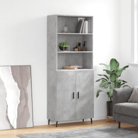 Aparador alto madera contrachapada gris hormigón 69,5x34x180 cm de vidaXL, Aparadores - Ref: Foro24-3189273, Precio: 137,90 €...