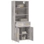 Aparador alto madera contrachapada gris sonoma 69,5x34x180 cm de vidaXL, Aparadores - Ref: Foro24-3200511, Precio: 134,99 €, ...