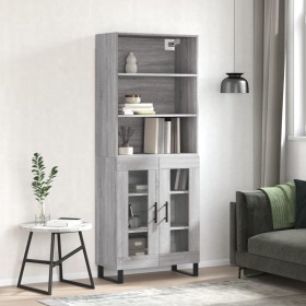 Aparador alto madera contrachapada gris sonoma 69,5x34x180 cm de vidaXL, Aparadores - Ref: Foro24-3189347, Precio: 146,23 €, ...