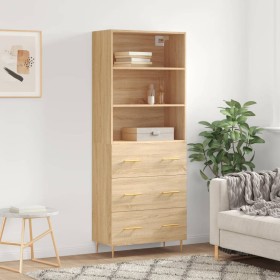 Aparador alto madera contrachapada color roble 69,5x34x180 cm de vidaXL, Aparadores - Ref: Foro24-3189368, Precio: 159,99 €, ...